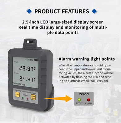 Intervalo de amostragem 0,1 min-24h Indústria farmacêutica WIFI LCD Display Data Logger de temperatura e umidade